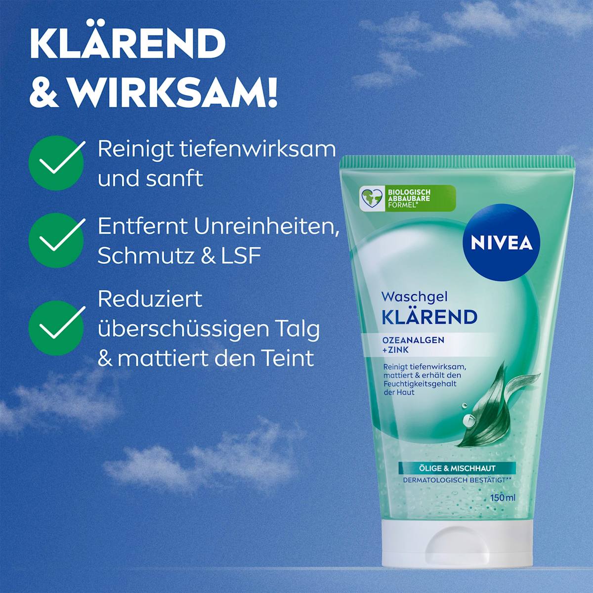 NIVEA Cleansing Gel with Clarifying Exfoliating Particles, 150 ml
