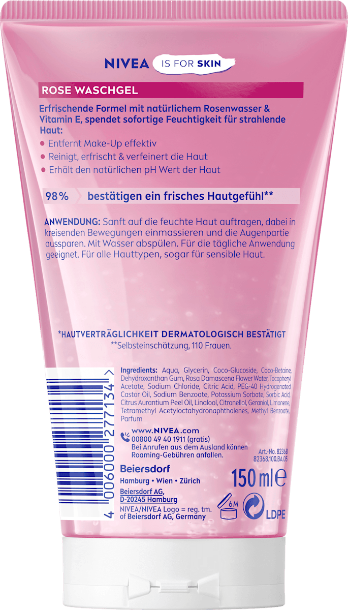 NIVEA Rose Face Wash Gel, 150 ml