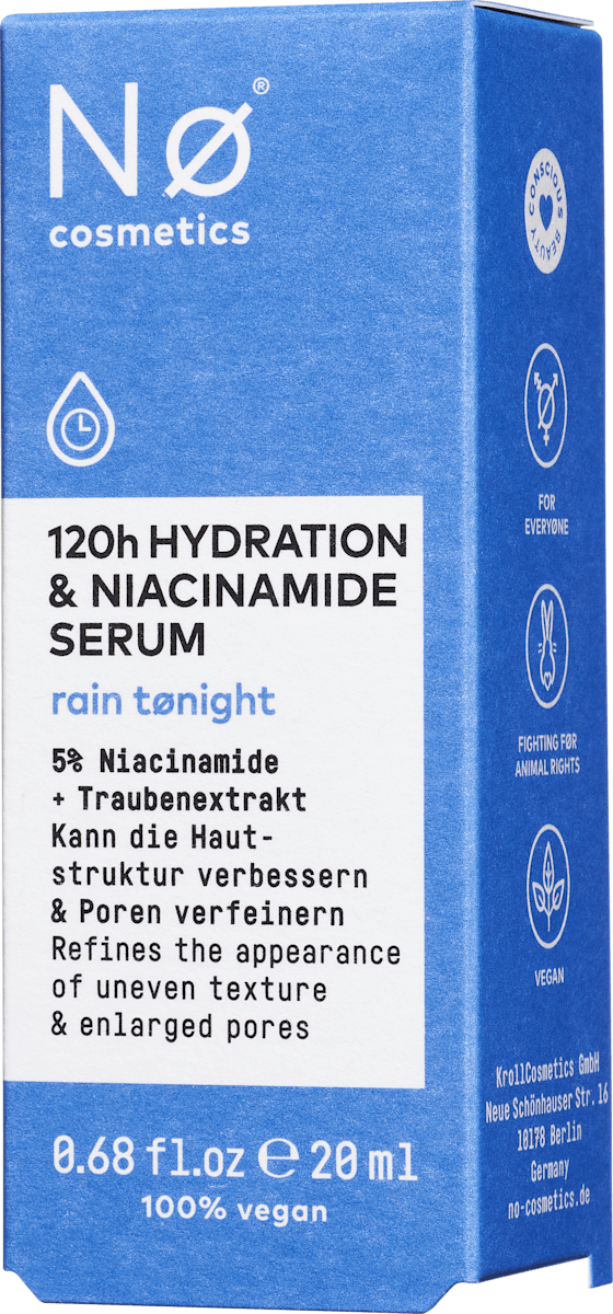 NØ cosmetics 120h Hydration & Niacinamide Serum, 20 ml