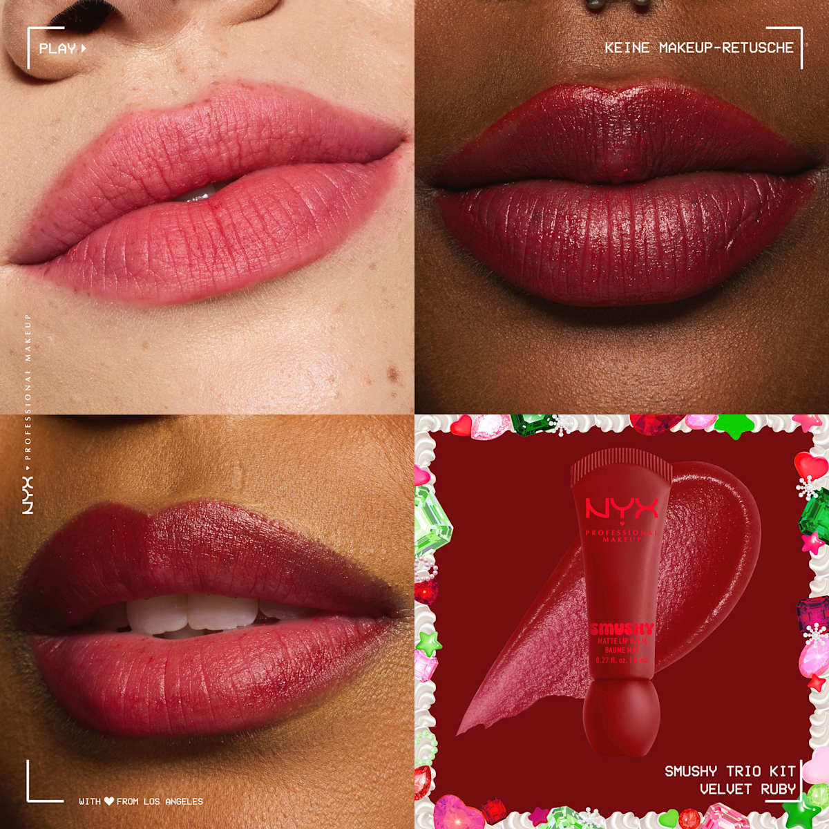 NYX Professional Makeup Lip Balm Set XMAS Smushy Trio Kit, 3 pcs