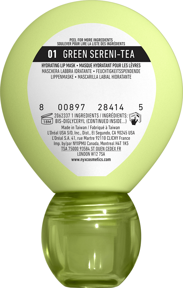 NYX Professional Makeup Lip Mask Smushy SOS Hydrating 01 Green Sereni-Tea, 12 ml