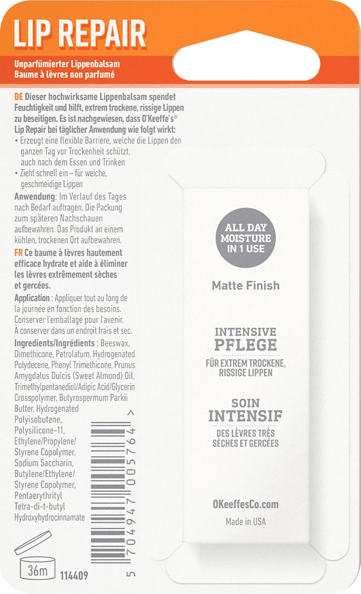 O'Keeffe's Lip Care Lip Repair Fragrance-Free, 4.2 g