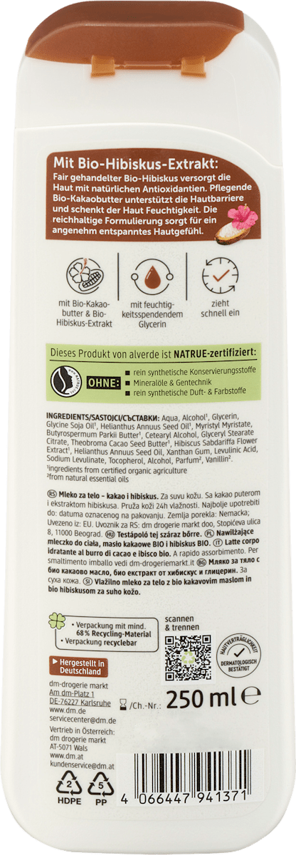 alverde NATURKOSMETIK Cocoa Hibiscus Body Milk, 250 ml