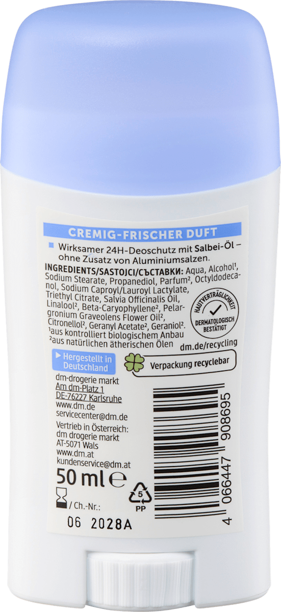alverde Naturkosmetik Deodorant Stick Pure Fresh, 50 ml