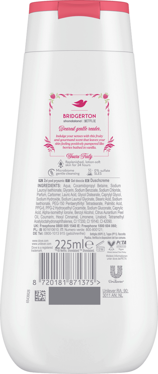 Advanced Care Shower Cream Bridgerton Raspberry Rendezvous, 225 ml