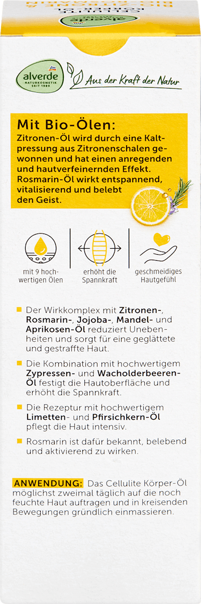 alverde NATURKOSMETIK Cellulite Body Oil Lemon & Rosemary, 100 ml