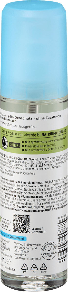 alverde NATURKOSMETIK Aqua Deodorant Spray, 75 ml