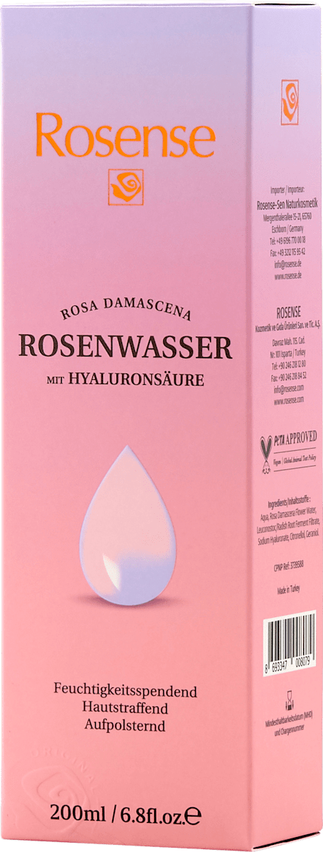 Rosense Face Toner Rose Water with Hyaluronic Acid, 200 ml