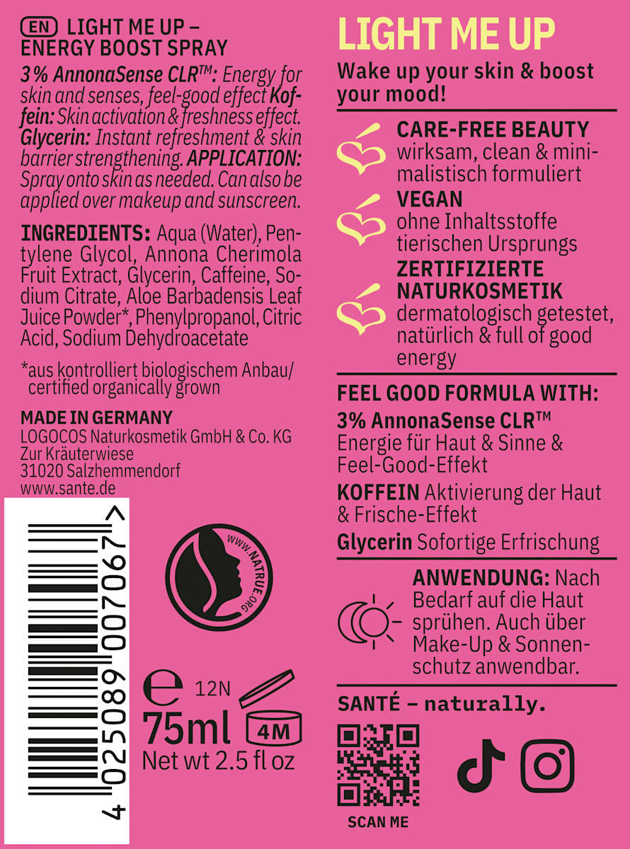 Santé naturally. Face Mist Light Me Up Energy Boost 75 ml