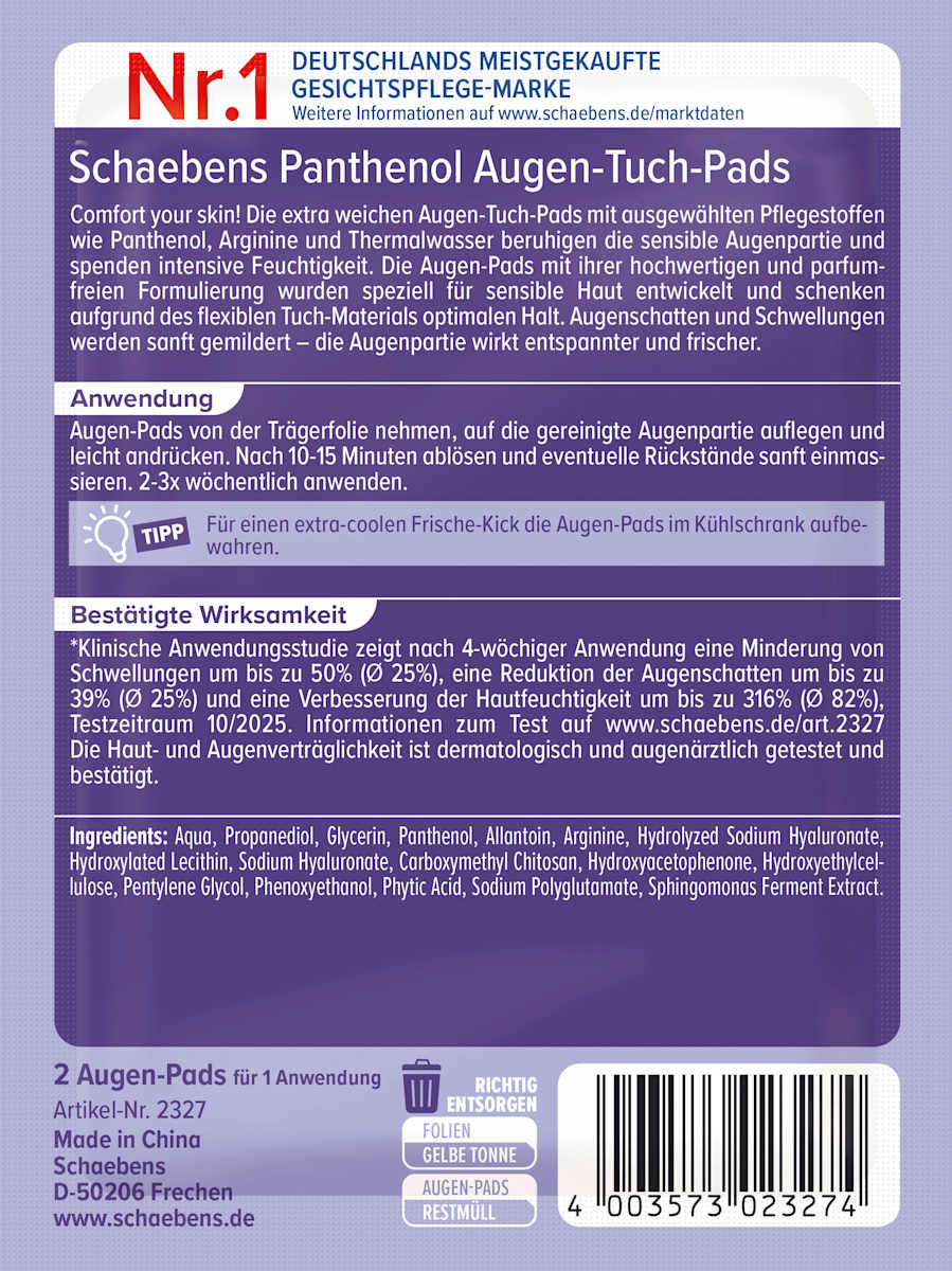 Schaebens Eye Sheet Pads Panthenol