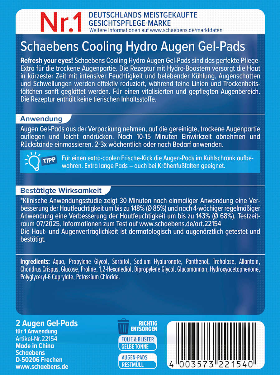 Schaebens Eye Pads Gel Cooling Hydro