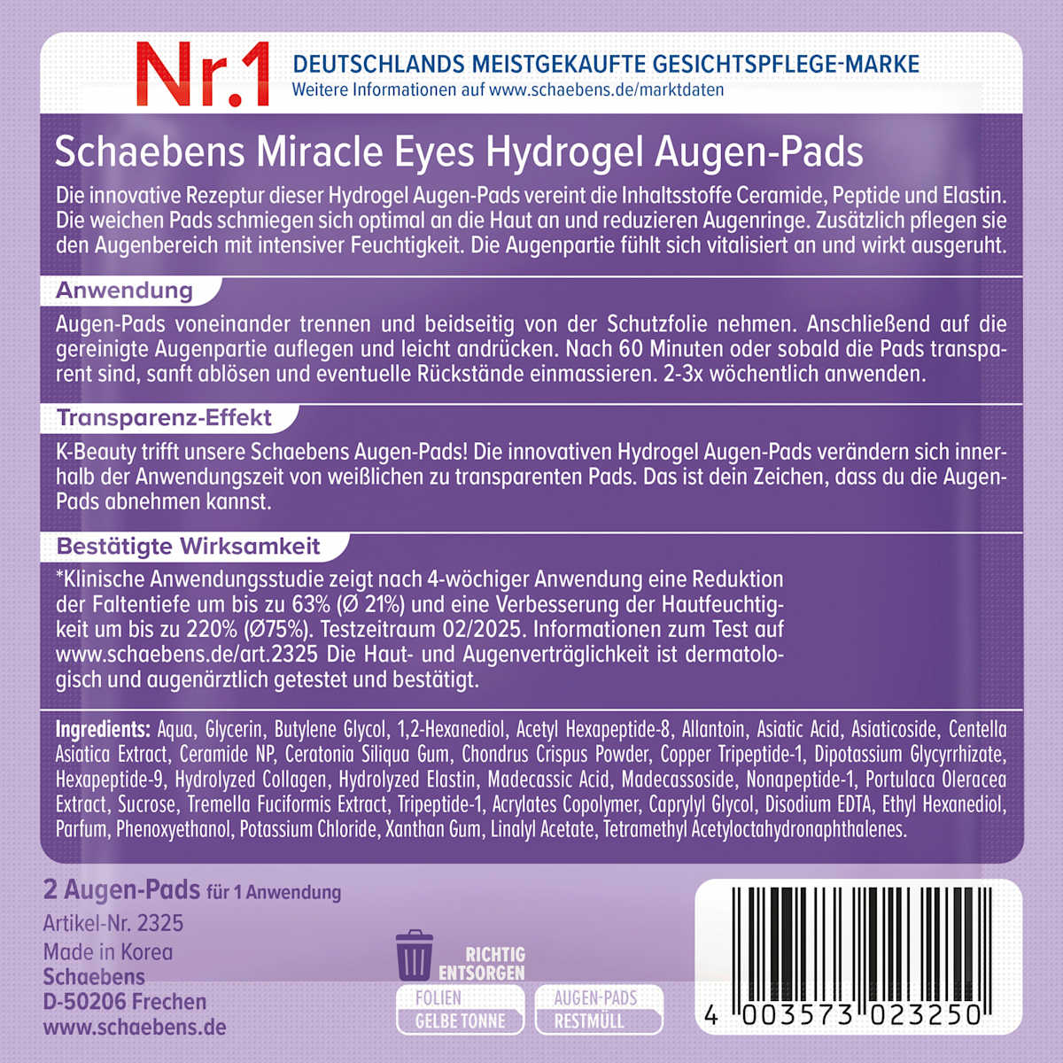 Schaebens Eye Pads Hydrogel Miracle Eyes