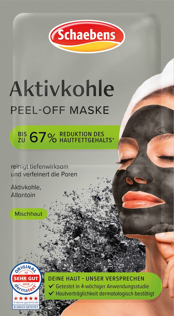 Schaebens Peel-Off Face Mask Activated Charcoal (2x8 ml), 16 ml