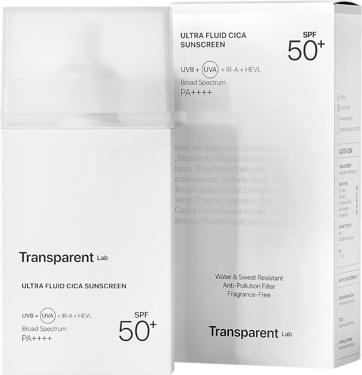 Transparent Lab Face Fluid Ultra Fluid Cica Sunscreen SPF 50+, 100 ml