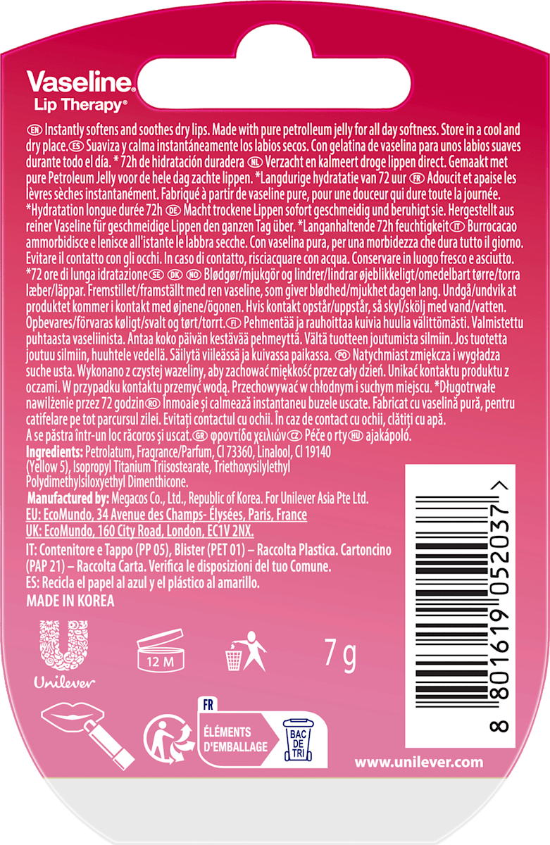 Vaseline Lip Care Rosy Lips, 7 g