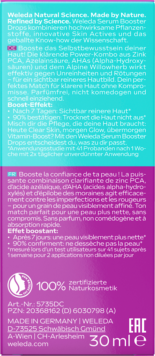 WELEDA Face Serum Drops Clear & Pure Skin, 30 ml