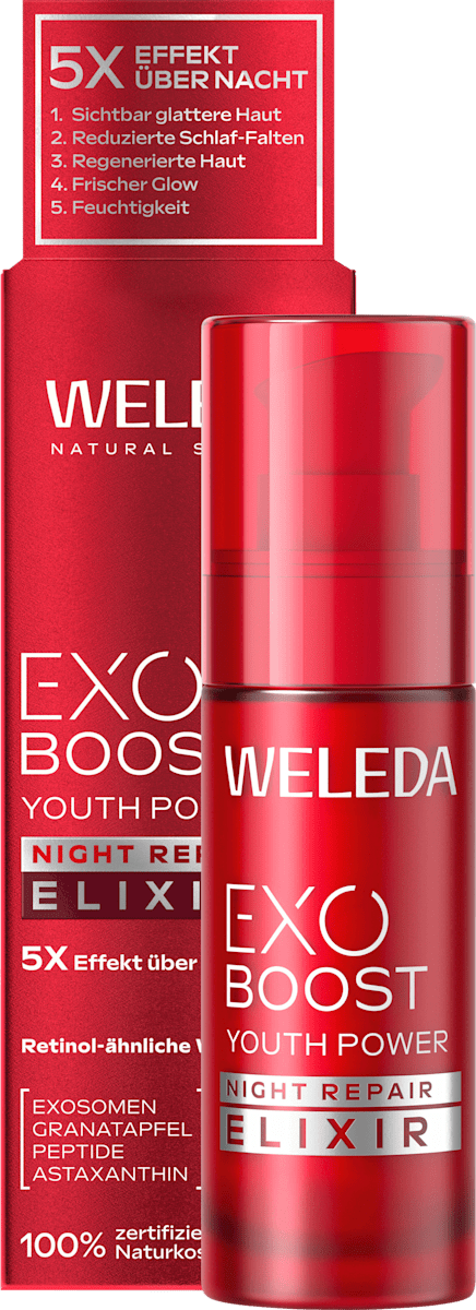 WELEDA Night Face Serum Pomegranate EXO Boost Youth Power Night Repair Elixir, 30 ml