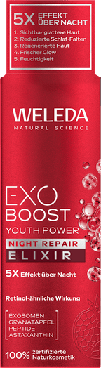 WELEDA Night Face Serum Pomegranate EXO Boost Youth Power Night Repair Elixir, 30 ml