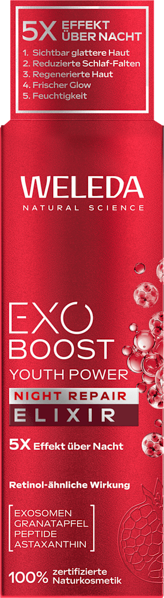 WELEDA Night Face Serum Pomegranate EXO Boost Youth Power Night Repair Elixir, 30 ml