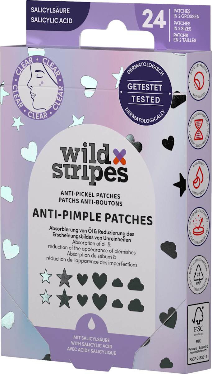 Wild Stripes Anti-Pimple Patches Holo Clear, 24 pcs