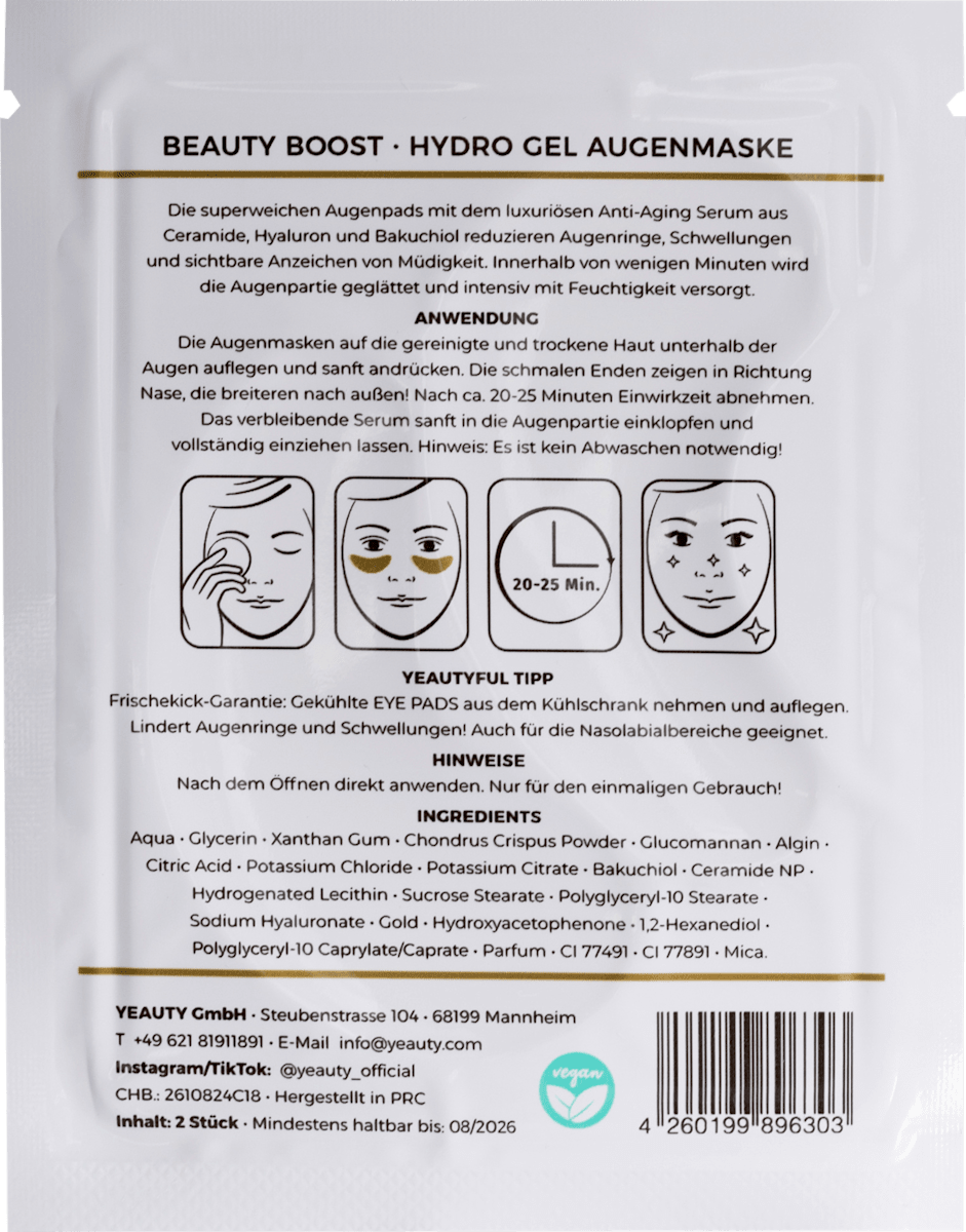 Yeauty Eye Pads Beauty Boost (1 pair), 2 pcs