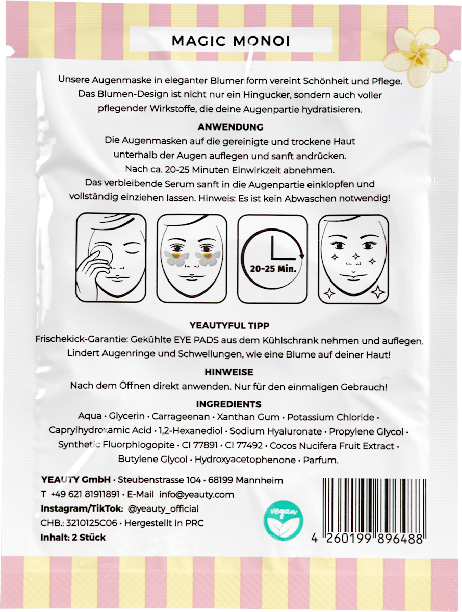 Yeauty Eye Pads Magic Monoi Flower (1 pair), 2 pcs
